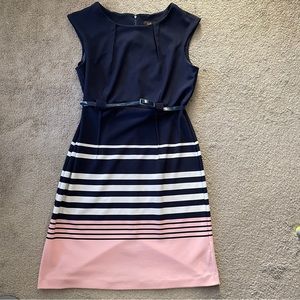 Pink and Blue Striped Sleeveless Dress
